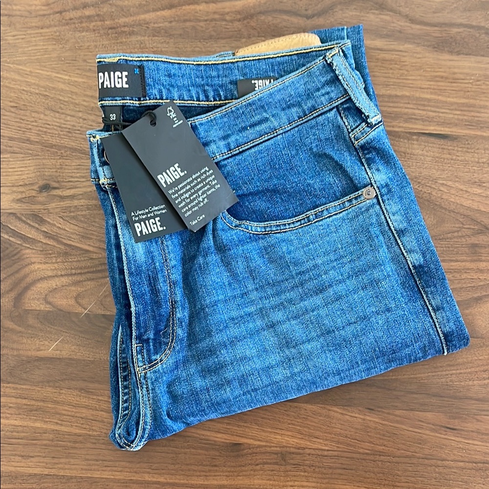 PAIGE Blue Classic Medium-Wash Jeans